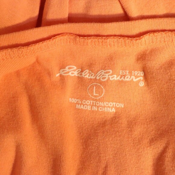 Eddie Bauer short sleeved, orange peach tshirt, v neck, size Large - Picture 3 of 8